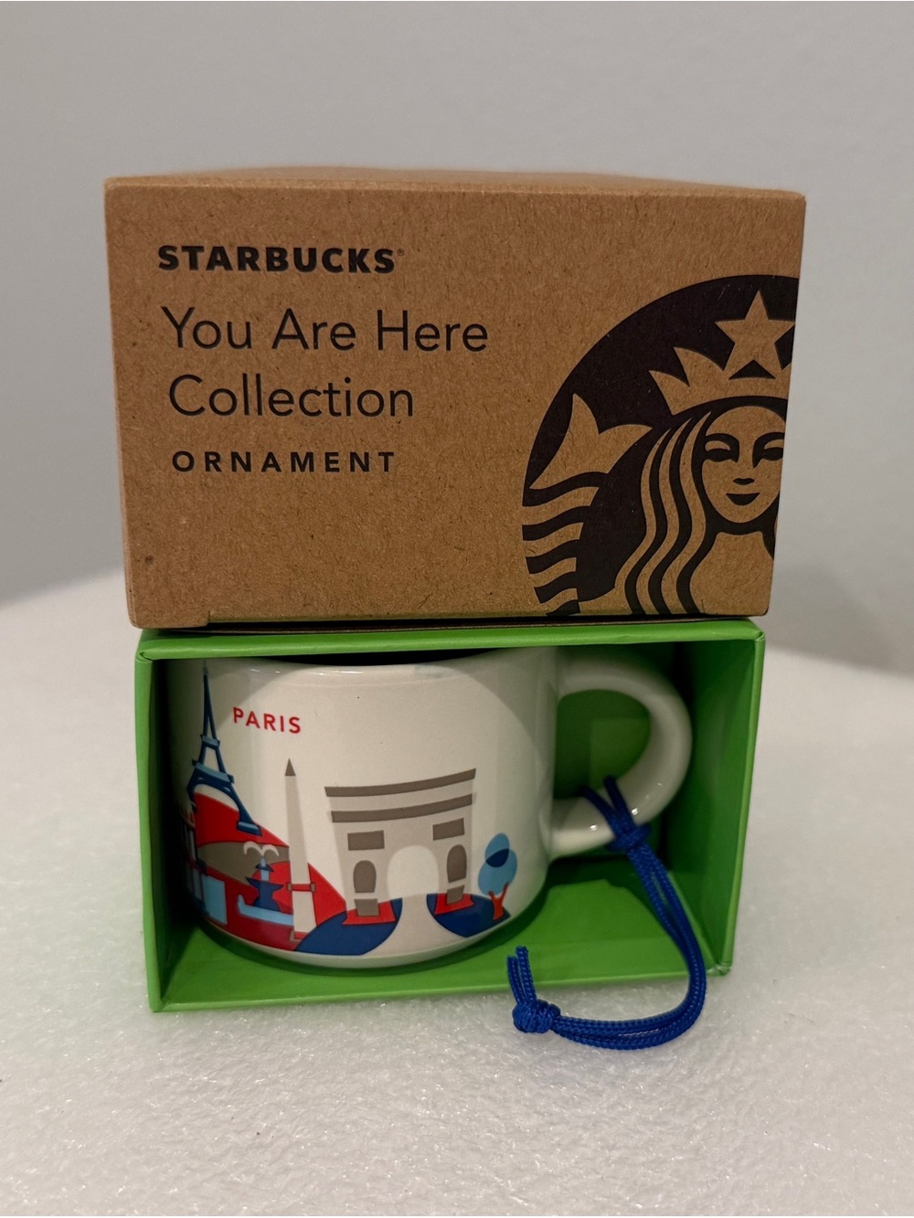 Starbucks Paris You Are Here Christmas Ornament Mug Demi Mini Espresso YAH NIB